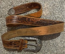 Tony Lama Men's Westerly Ride Belt C41514 Tan Brown Leather Size 38 USA + Justin