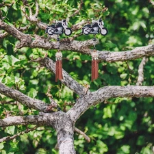 2-PC Gift Set 31" Long Motorcycle Wind Chime with Copper Gem Garden Decor