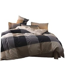 Plaid Duvet Cover Twin, 100 Cotton Check Geometric Bedding Twin 68"x90" 1103