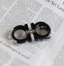 Salvatore Ferragamo Black Silver Gancini Belt Buckle - Fits Belt Width 1.38"