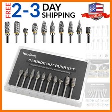Tungsten Carbide Double Cut Burr Set, with 1/8" Shank 1/4" Grinding Head Leng...