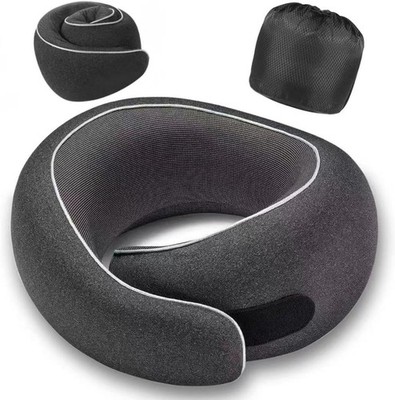 Travel Neck Pillow for Airplanes, Premium Memory Foam Neck Pillow with Ergonomic