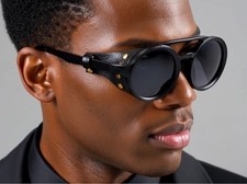 Dark Black Lens Sunglasses Street Wear Wrap Around UV400 Protection Classic New