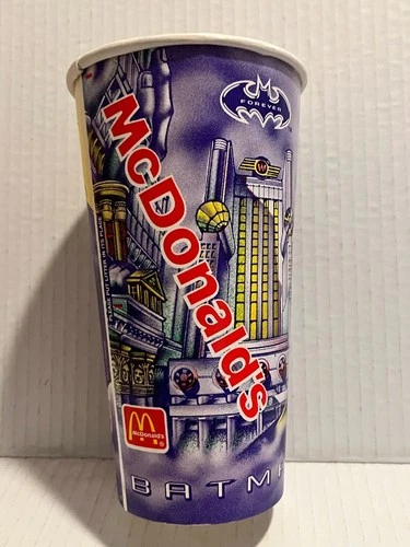VINTAGE McDonald’s BATMAN FOREVER Coca Cola Paper Wax Cup 1995 Batman and Robin