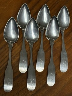 Set Of 6 Antique Coin Silver Spoons Made By Arthur Johnston Hagerstown MD 58g