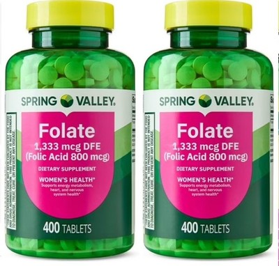 Spring Valley Folate 1,333 mcg DFE 400 Tablets for Women's Health 2 PACK