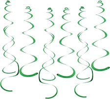 30 PCS Party Swirl Decorations Green Shinny Foil Hanging Swirl Decorations wi...