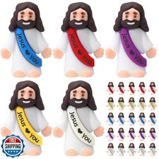 Bememo 25 Pcs Little Jesus Figures Original Design Jesus Love You Mini Rubber
