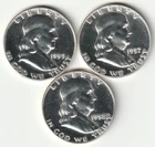 Franklin Halves 1957-1958-1959 *** Lot of 3 *** Nice Proofs Free US Shipping