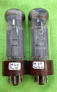 Coppia valvole Mullard EL34 Twin Halo Getter base marrone grasso codici abbinati xf2