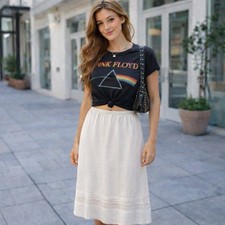 Vintage Aristocraft Long Half Slip Womens White Lace Cotton Nylon 1960s Sz S