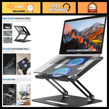 Adjustable Laptop Cooling Stand with 2 Quiet Fans RGB Lighting, Foldable Ergon