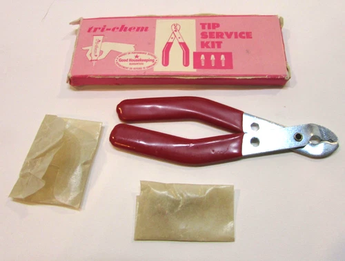 Vintage 1964 Tri-Chem Liquid Embroidery Paint Tip Service Kit 4" Crimpers w Box