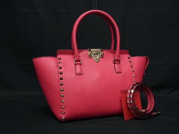 VALENTINO GARAVANI Handbag Rockstud Leather 2-Way Shoulder