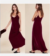 Reformation Chemise Velvet Dress Burgundy Slip Maxi Formal Cocktail M