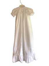 Vintage White Baby Christening Baptism Gown Long Layered Lace Cotton