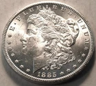 1885 CC Morgan Silver Dollar, Uncirculated, Original, Better Date Carson City $1