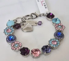 Mariana Purple Light Rose Blue Cotton Candy Colorful Swarovski Crystals Bracelet