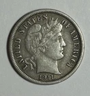 1911 P Barber Dime 90% Silver US Coin XF Full Liberty Original Uncleaned