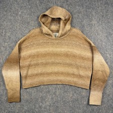 Offline by Aerie Ombr  Cropped Hooded Hoodie Sweater Tan Size Medium 932