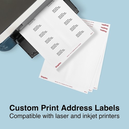 Staples Laser/Inkjet Address Labels 1 1/3" x 4" White 14 Labels/Sheet 489563 - Picture 4 of 5