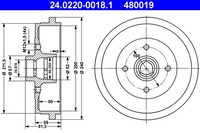 2X ATE Bremstrommel 24.0220-0018.1 FüR Seat Skoda VW Ibiza Audi Passat 3A2 6U1 3