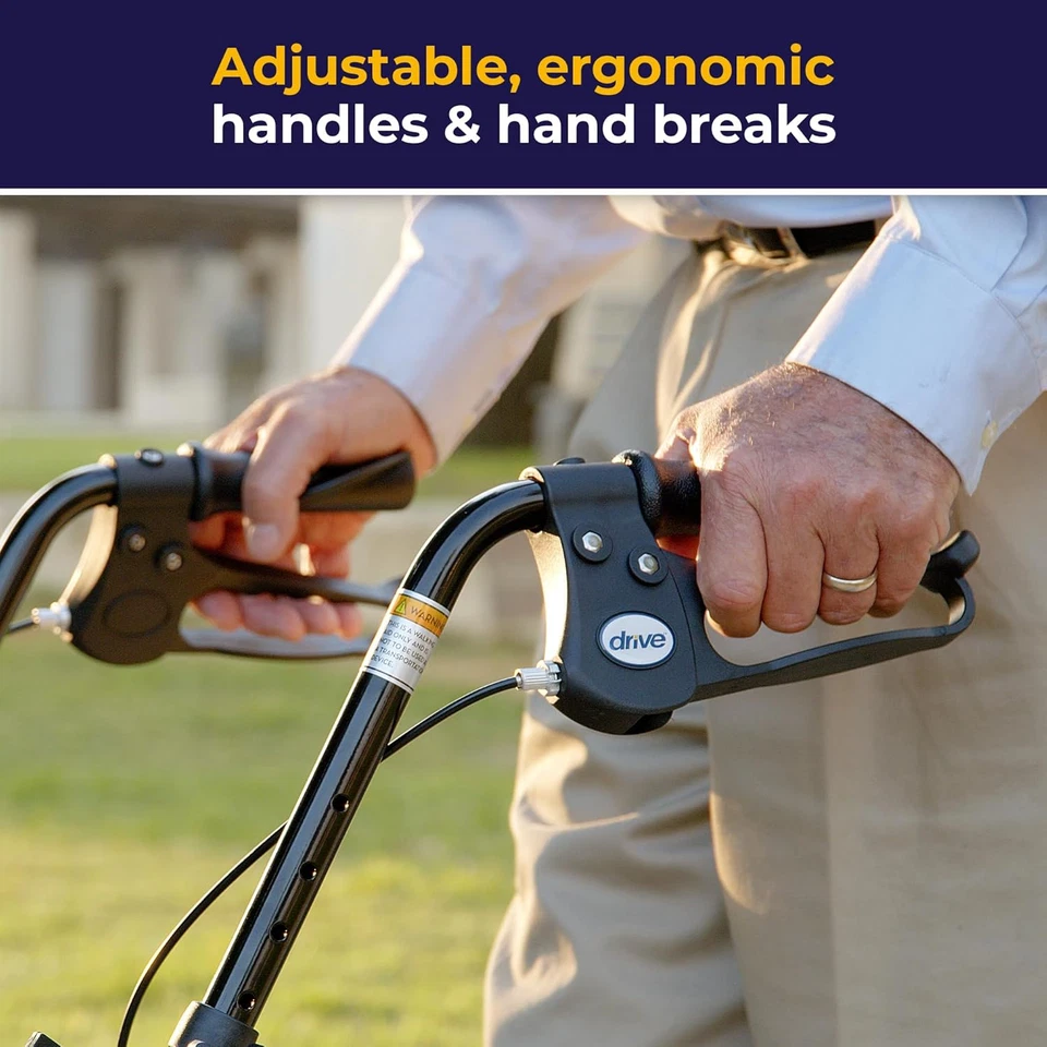 10257BL-1 4 Wheel Rollator Walker with Seat, Steel Rolling Walker, Height Adjust - Image 3 of 4