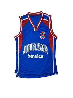 Peja Stojaković Jugoslawien Basketball Blau Trikot Ärmellos Sport Retro 