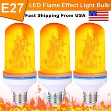 3 Pack LED Flame Effect Fire Light Bulb E27 Simulated Nature Flicker Lamp Decor