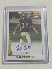 2021 Leaf Ultimate SAGE SURRATT RC SP Auto 14/50 DETROIT LIONS HIS JERSEY NUMBER