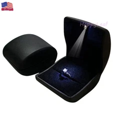 LilyTreacy PU Leather LED lighted ring box earring case Proposal Engagement Gift