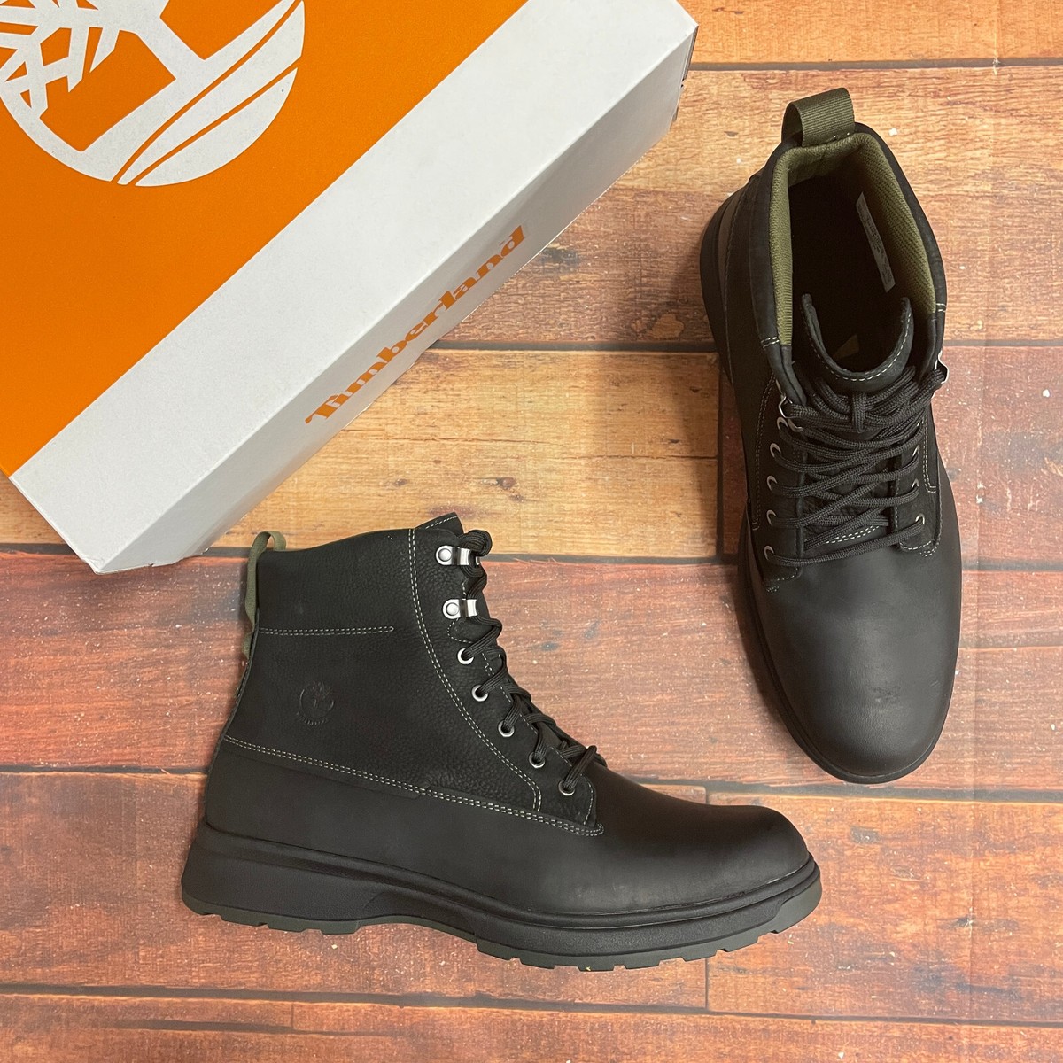 Timberland Men's Atwells Ave Black Waterproof Leather Boots A43UN