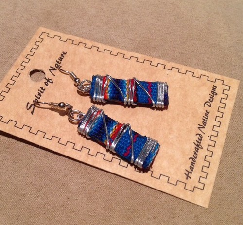 ! Metal Wrapped Earrings Hand Made Fabric- ! - Picture 5 of 5