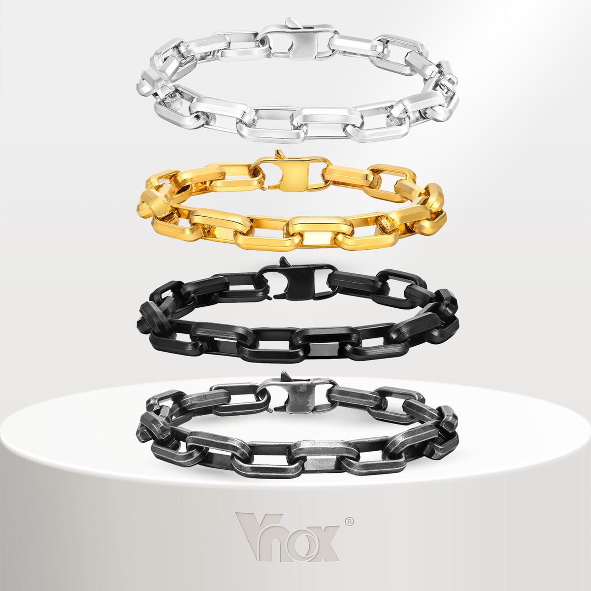 Vnox Chunky Paperclip Chain Bracelets for Men Boys,Anti Allergy