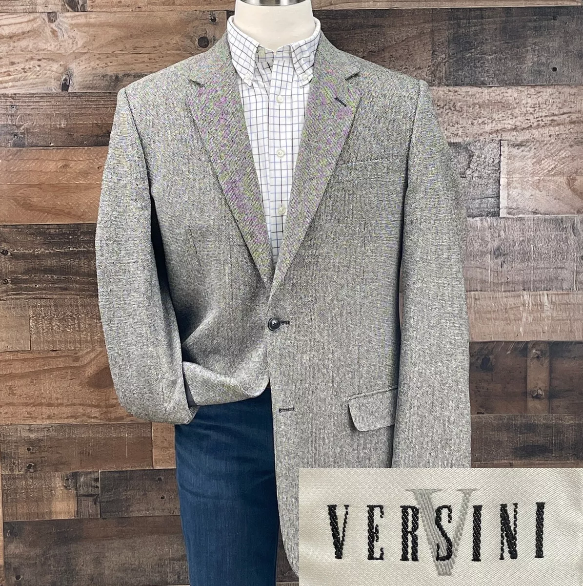 Versini Sport Coat Blazer Suit Jacket Silk Casual 2 Button Black Tan 42L |  eBay