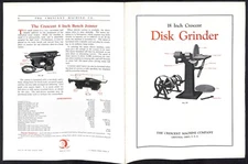 1924 Crescent Machine Co. 18" Disk Grinder Product Spec Folded Sheet VGC