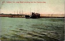 Postcard Long Wharf Extending into San Francisco Bay, Oakland, California