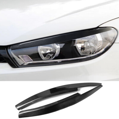 Carbon Fiber Headlight Eyelids Eyebrow Trim For Volkswagen VW Scirocco 2008-2017