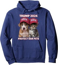 Funny Cat Dog MAGA Trump 2024 Protect Our Pets Gift Unisex Hooded Sweatshirt
