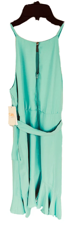 GB Vestido Niñas 14 Azul Verde Aqua Sin Mangas Volantes Cónico Verano Nuevo con Etiquetas $54 Foto 2 de 4