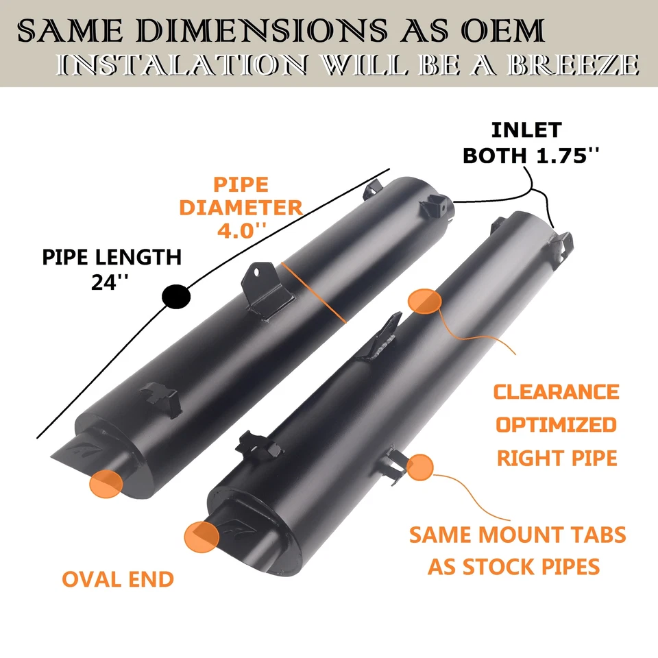 4.0'' Slip On Mufflers for H.o.n.d.a 2018-Up Goldwing GL1800 Exhaust,Black Style - Image 4 of 4