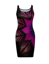 Women's Chic Floral Print-Sexy, Purple, Figure-Sculpting Tank Dress Medium NEW 