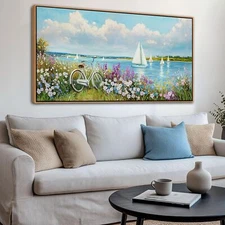 Pogusmavi Coastal Sailboat Wall Art Beach Pictures Landscape Flower Farmhouse...