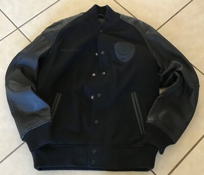 Nike Men s S BASKETBALL LEATHER DESTROYER JACKET BLACK  Wool 500087-010] Rare