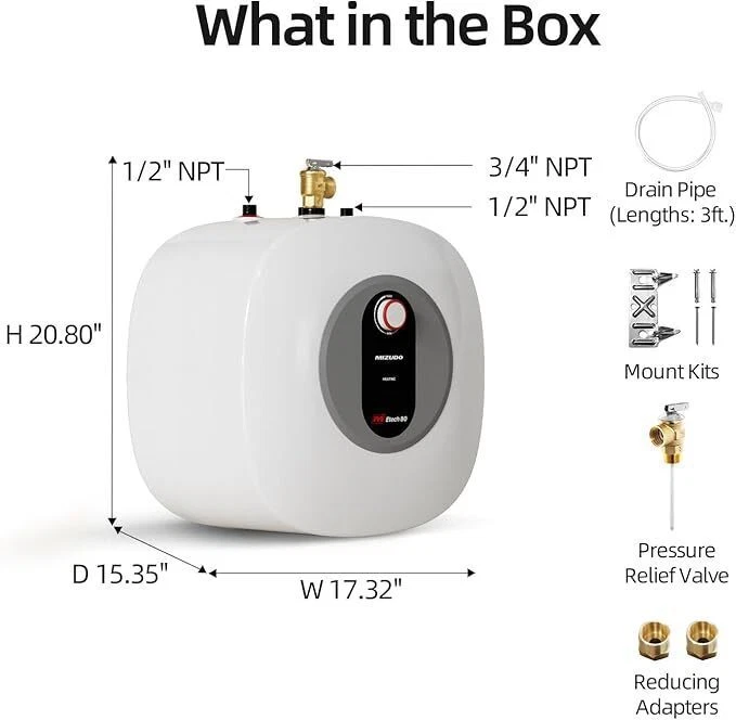 8.0 Gallon Electric Mini Tank Water Heater Instant Hot Water 1440W For RV Camper - Image 2 of 4