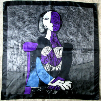 Foulard Vintage En Polyester Motif Picasso - Dimensions 86 X 88 Cm, Multicouleur, Pour Femme