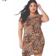 Forever 21+,Leopard print stain mini dress, size 2X