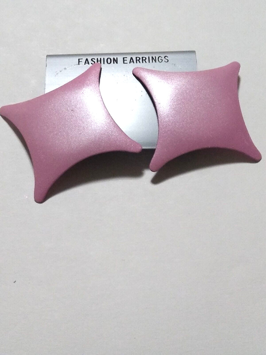 VTG RETRO GLAM METALLIC PINK ATOMIC STARS PIERCED METAL EARRINGS