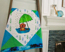 Sea Otter Minky Baby Quilt Tropical Ocean Coastal Blanket Boys Girls Shower