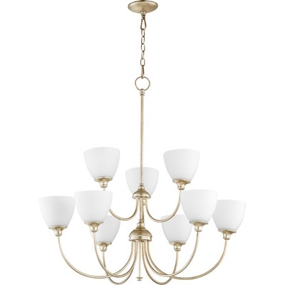Quorum Celeste 9 Light 32' Chandelier, Aged Silver Leaf - 6109-9-60